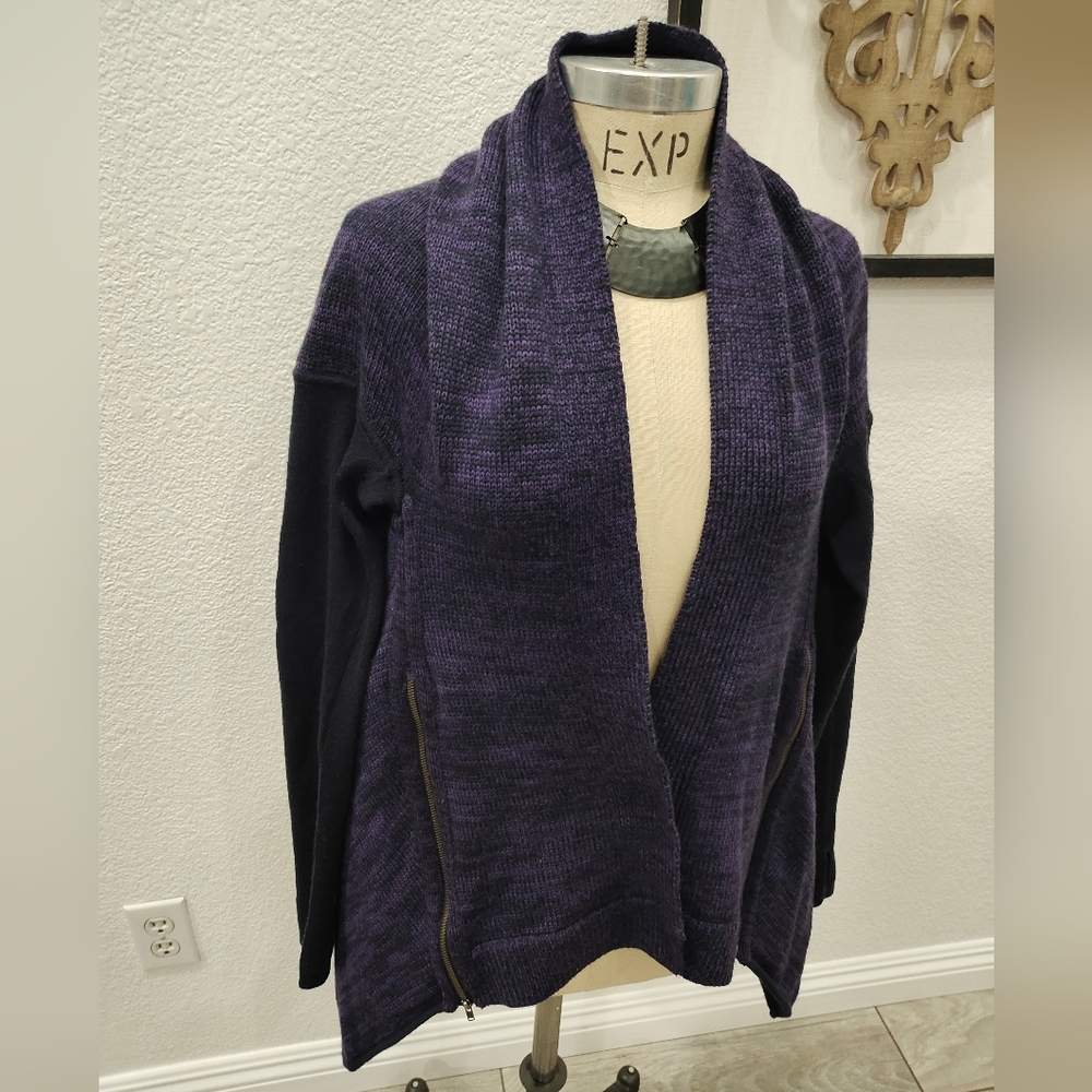 Lululemon wrap it up sweater cardigan size 12 purple merino wool - Picture 5 of 9